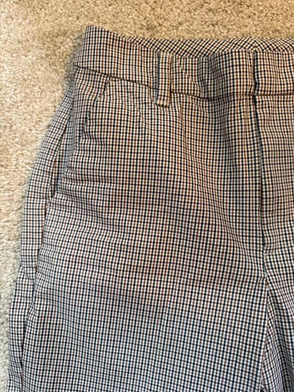 GAP High Rise Flare Khakis Brown Plaid Size 6 Chic Casual Trousers - Picture 4 of 6